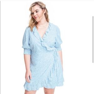 Rixo x Target floral puff sleeve ruffle wrap dress size 3x